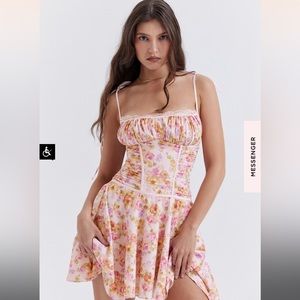 House of CB ALEJANDRA LIGHT LAVENDER PRINT CORSET DRESS